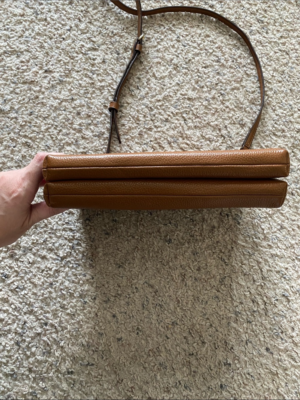 Coach Pebbled Leather Crossbody Purse in Chestnut Brown with Gold Hardware - Picture 13 of 16